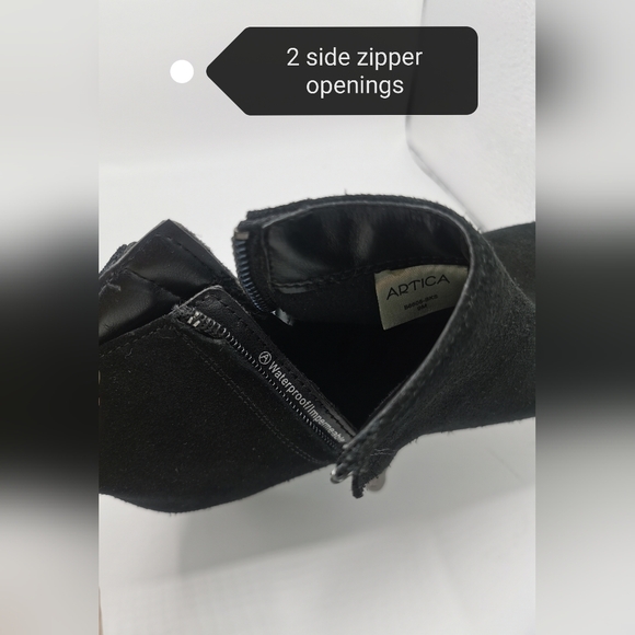 SIZE 9M ARTICA, Black Suede Ankle Rain / Winter Bootie EUC B59 - Picture 13 of 16